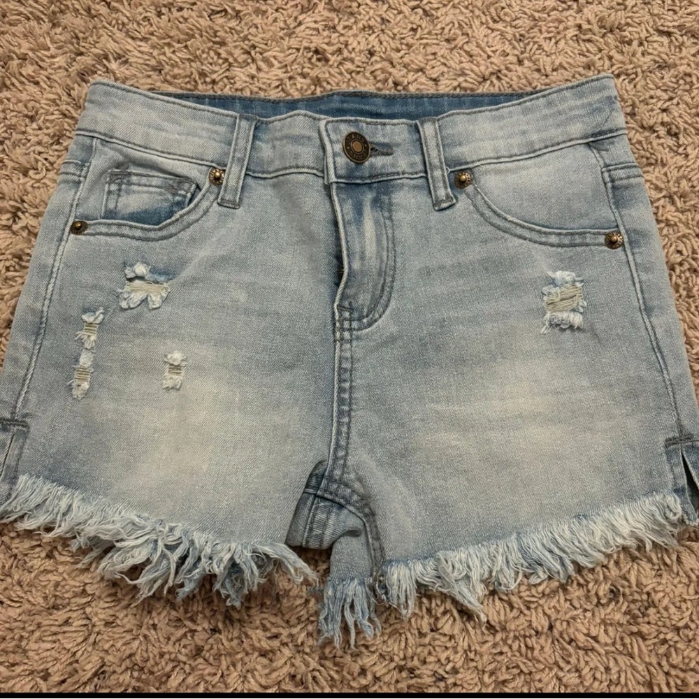Light Blue Distressed Denim Shorts